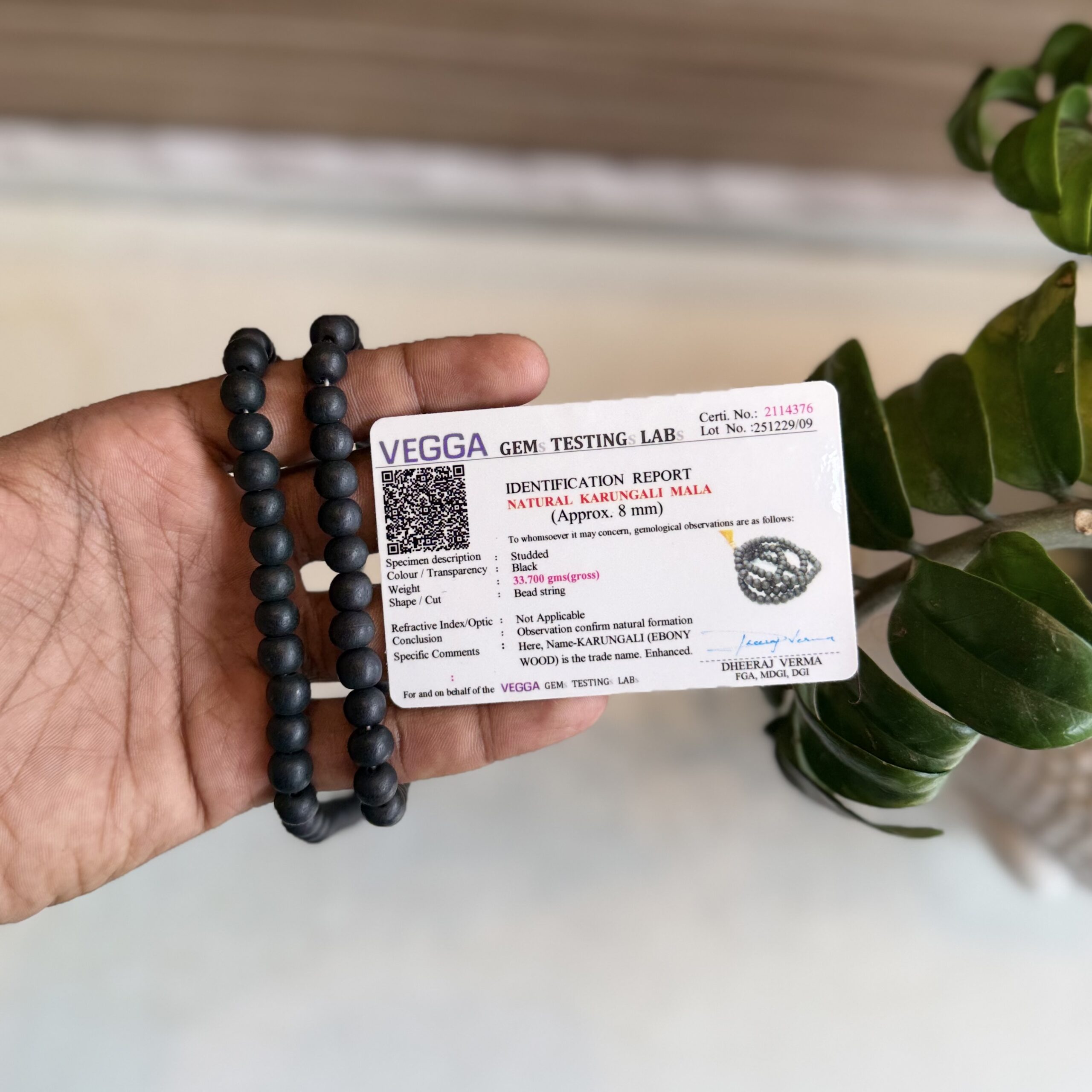 Certified Original Karungali malai(Thread) || 8mm ||108+1 || - Image 3