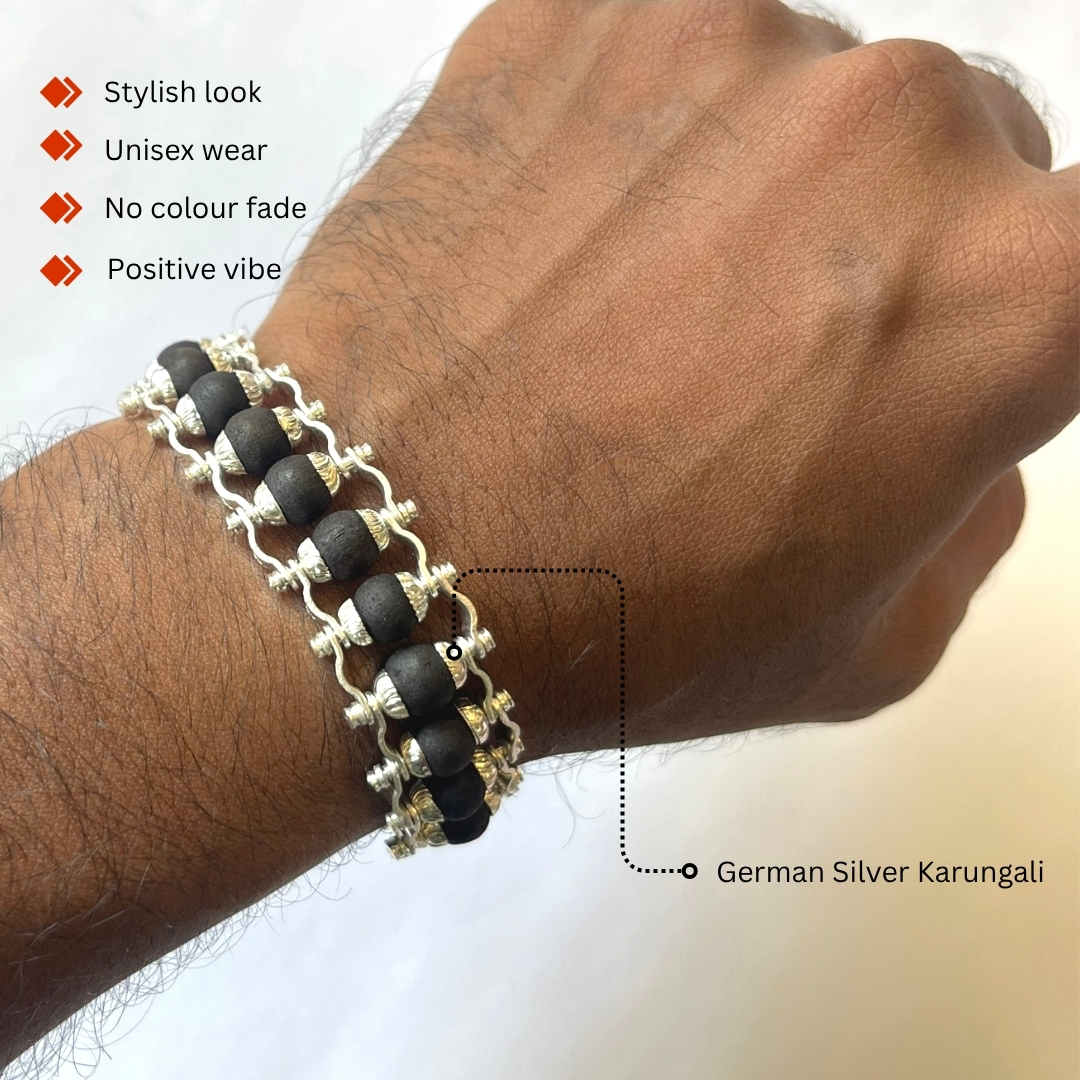 Premium Fancy German Silver Karungali Bracelet – Authentic Quality