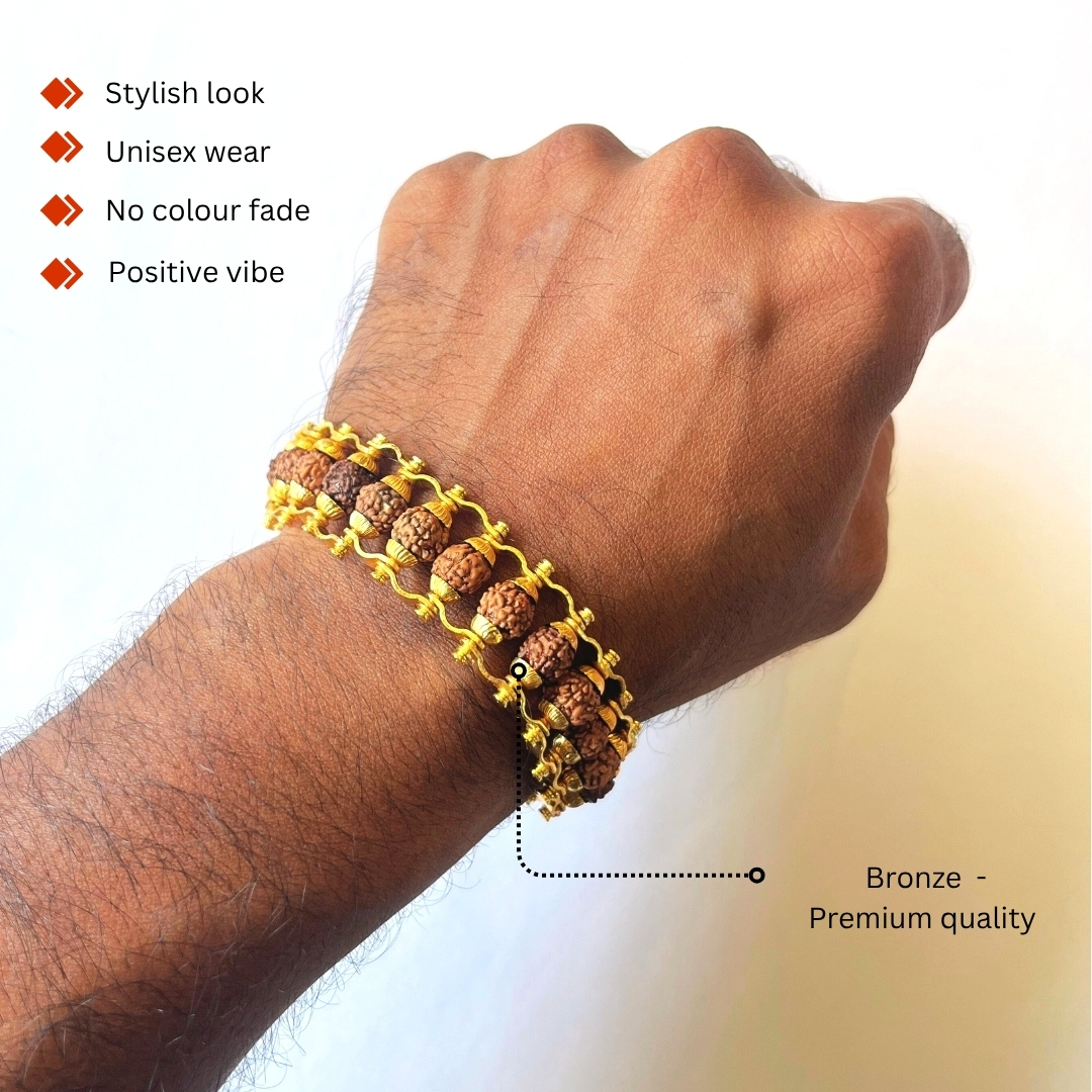 Fancy Bronze Rudraksham Bracelet with Original Rudraksha Beads