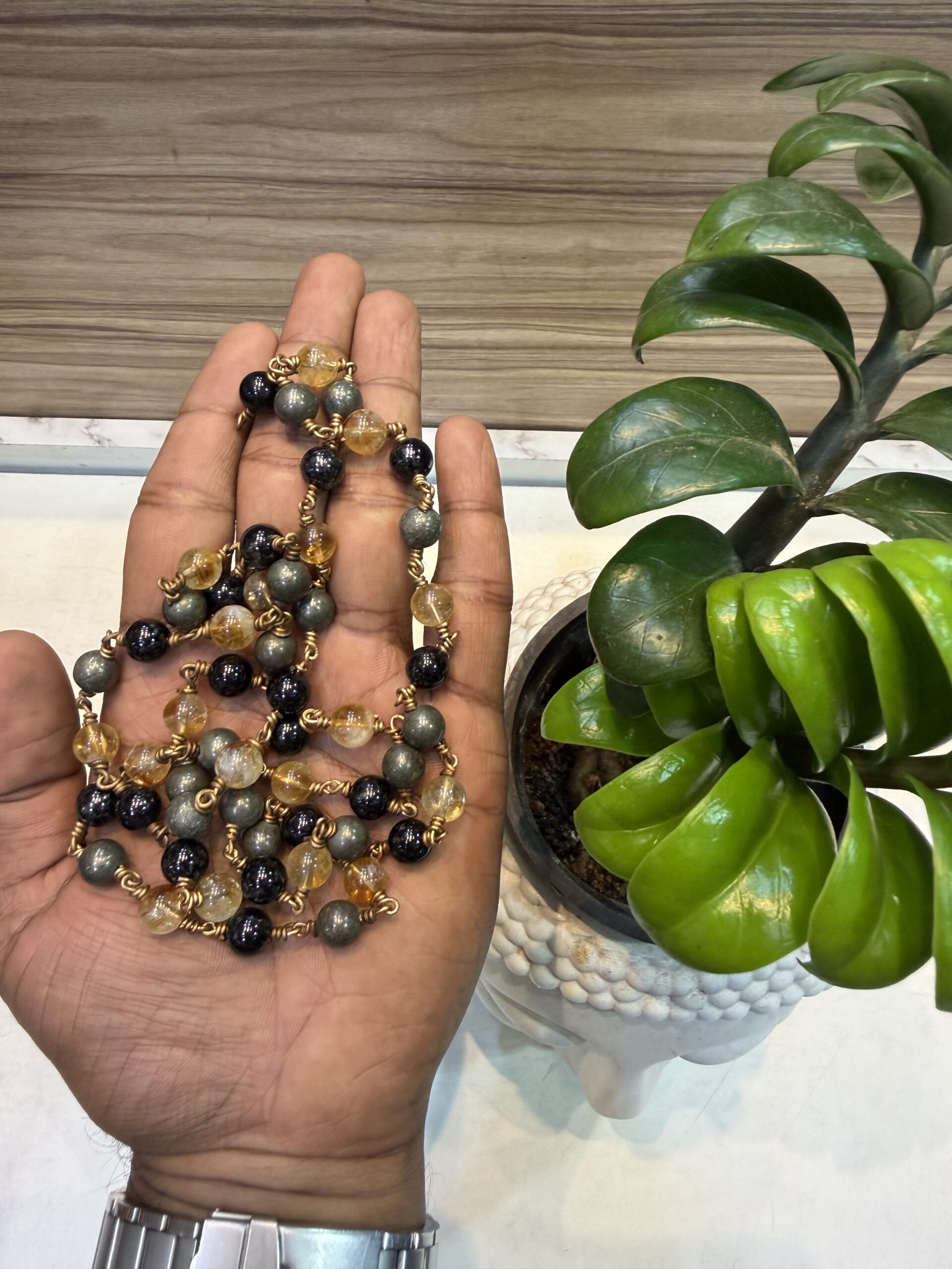 Thripple protection Stone Mala with Impon 8mm | 54 beads