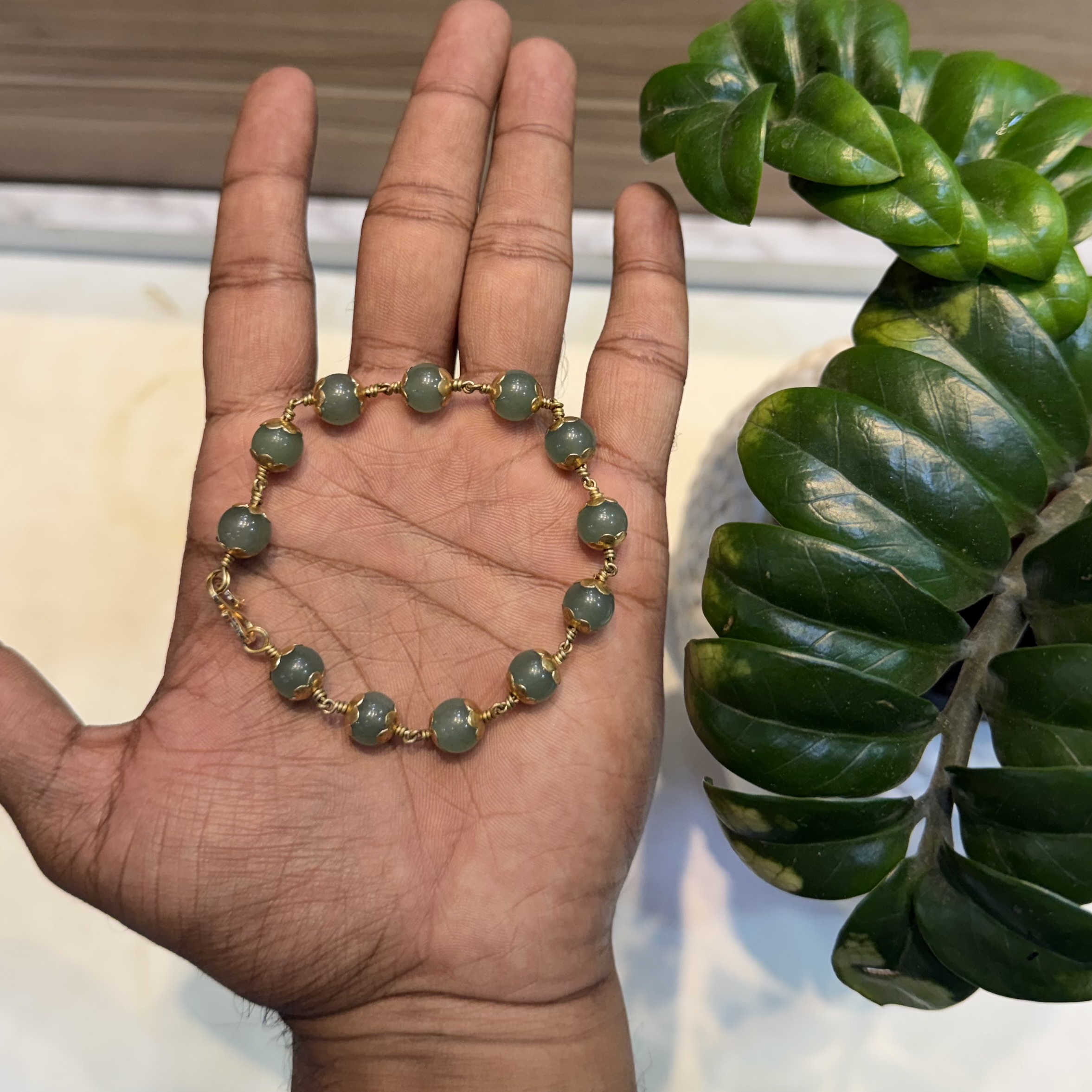 Green Aventurine with Impon Bracelet 8mm