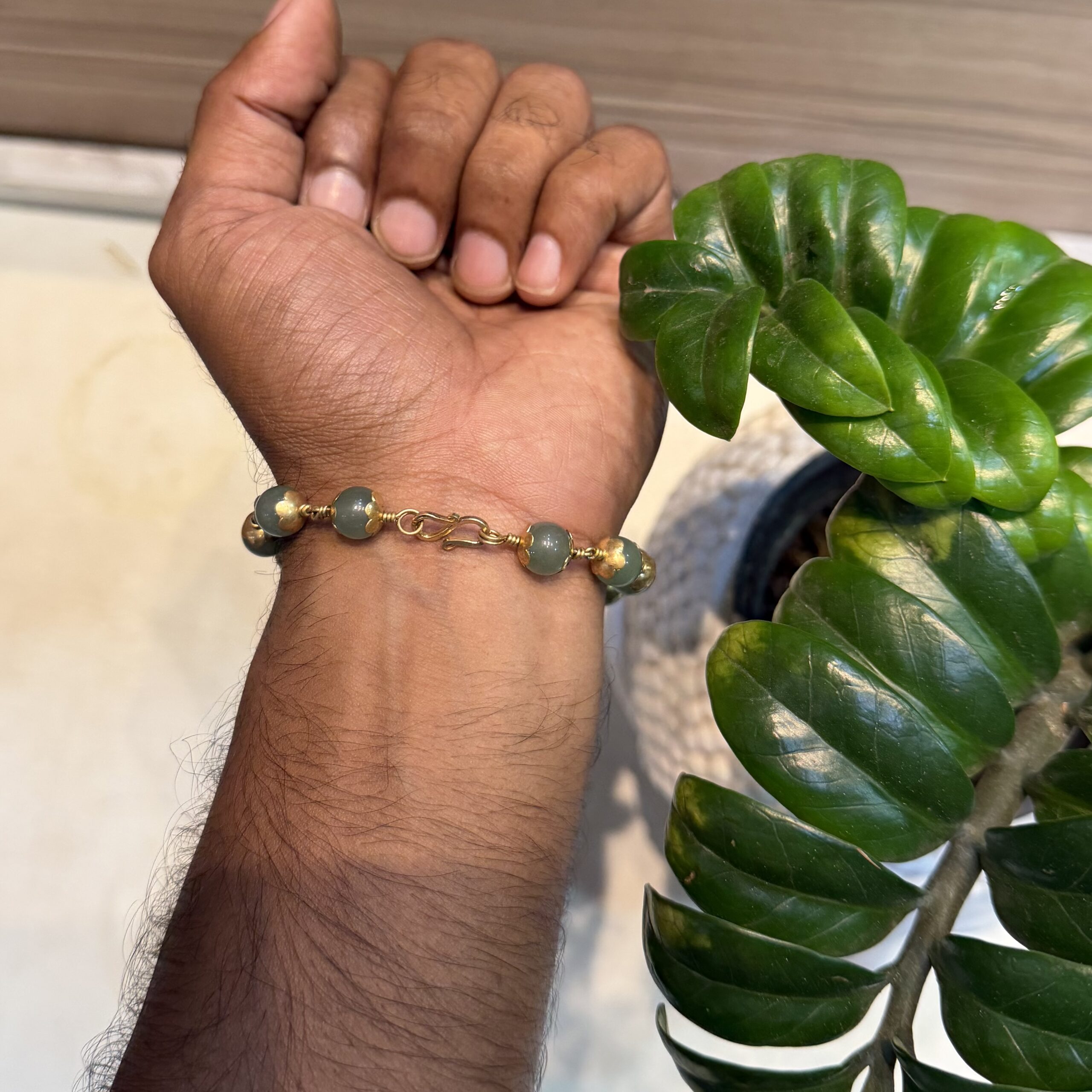 Green Aventurine with Impon Bracelet 8mm - Image 3