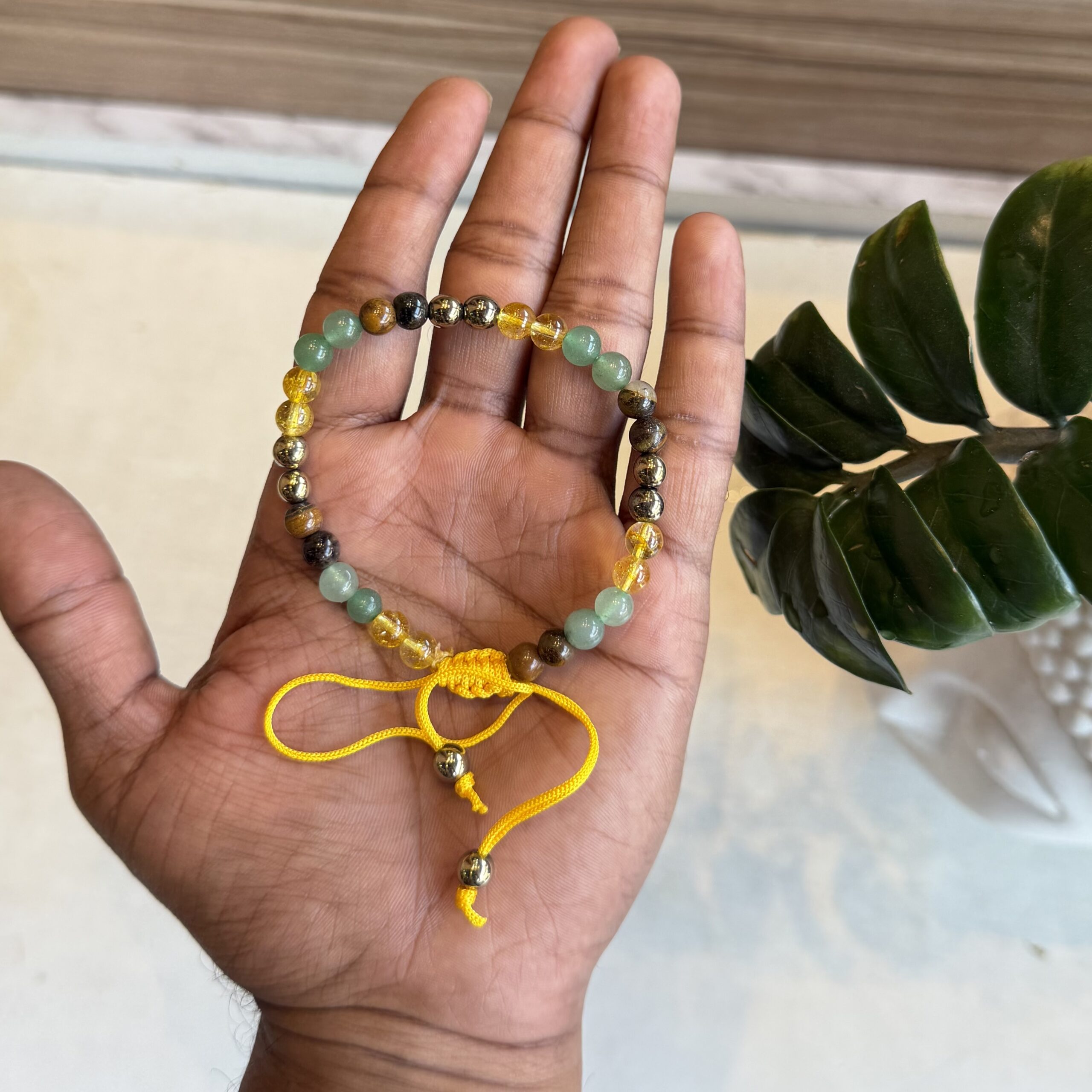 Money Magnet Bracelet with Thread 6mm | Pyrite | Citrine | Tiger eye | Green Aventurine | - Image 2