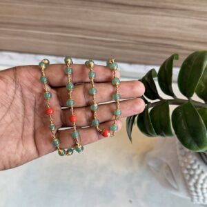 Green Aventurine with Coral mala | 6mm | 54 beads |