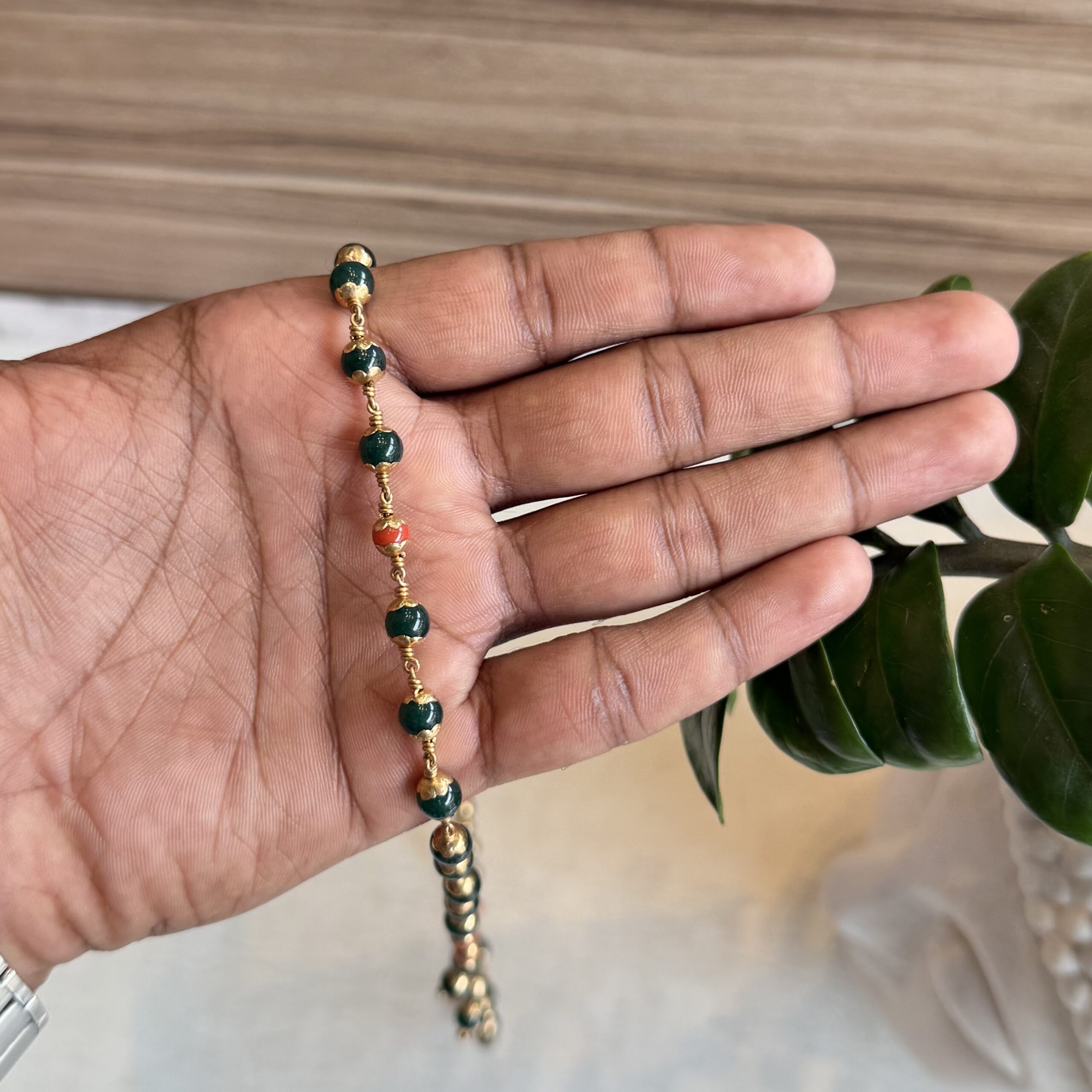 Jade with Coral mala | 6mm | 54 beads | Natural Coral | - Image 3