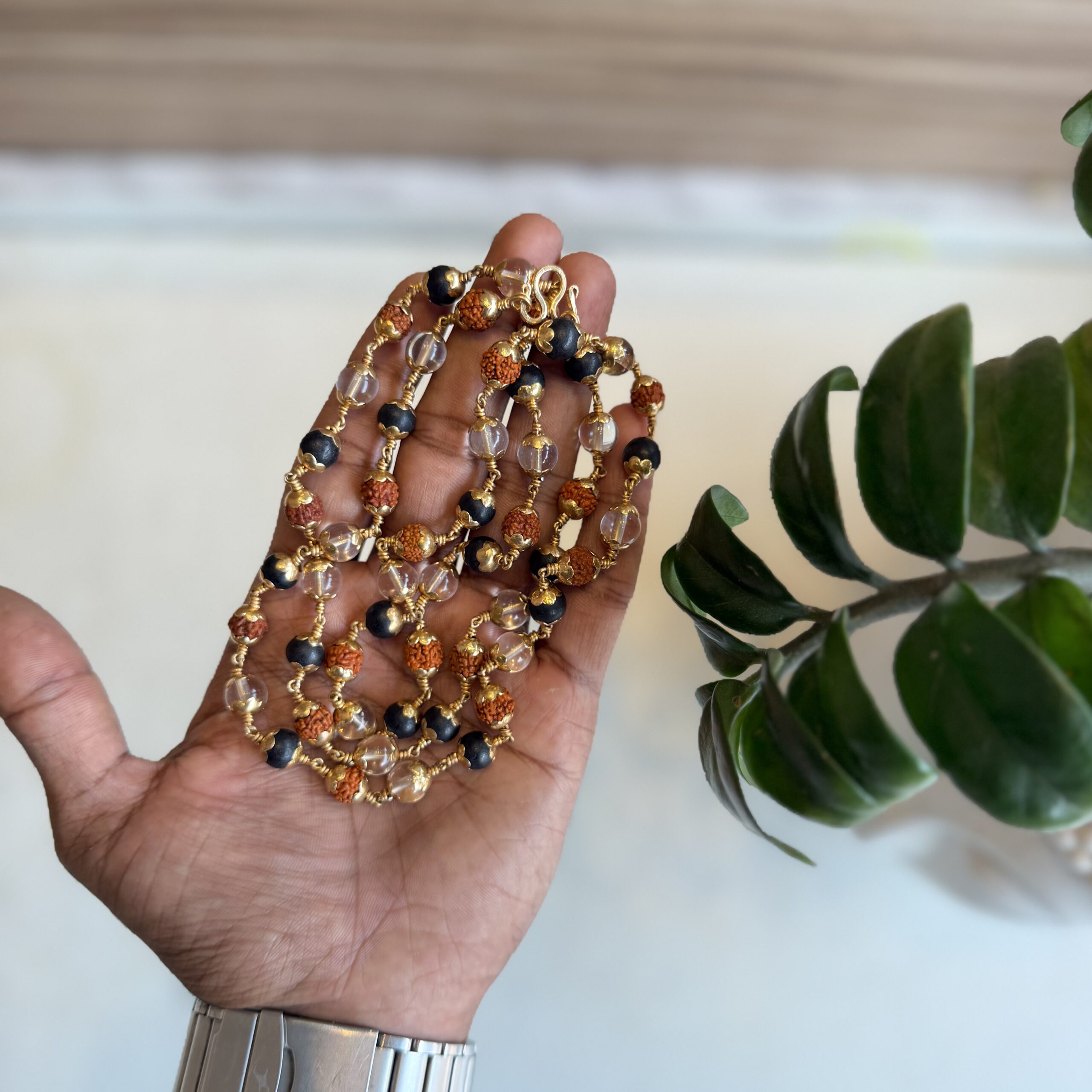 Ruthratcham , Sphatik and Karungali with Impon | 8mm | 54 beads | - Image 2