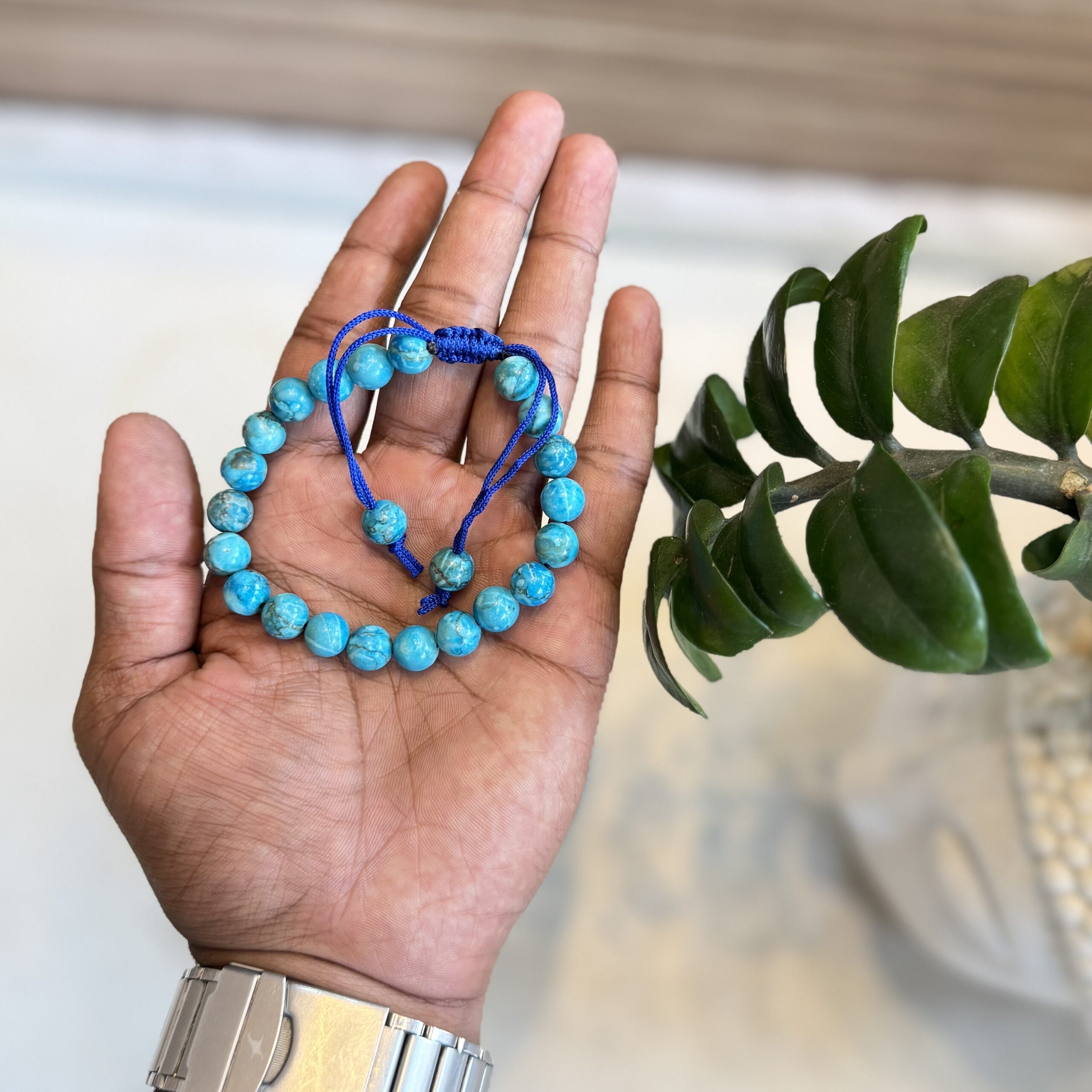 Turquoise Bracelet with Thread 8mm - Image 2